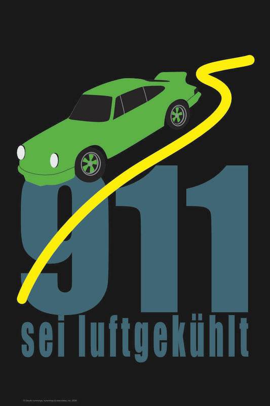 Be Aircooled — Porsche 911 Retro Racing Poster